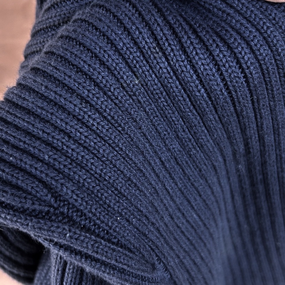 Tommy Hilfiger Cardigan Womens XL Navy Blue Ribbed Zip Front Cotton Preppy Y2K - Picture 10 of 10